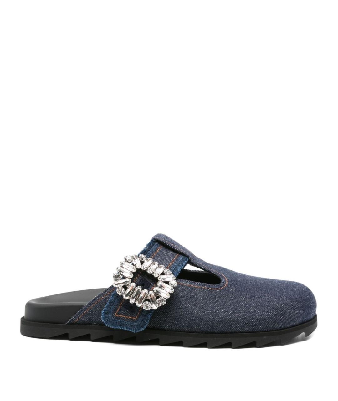ROGER VIVIER Синие текстильные сабо, фото 1