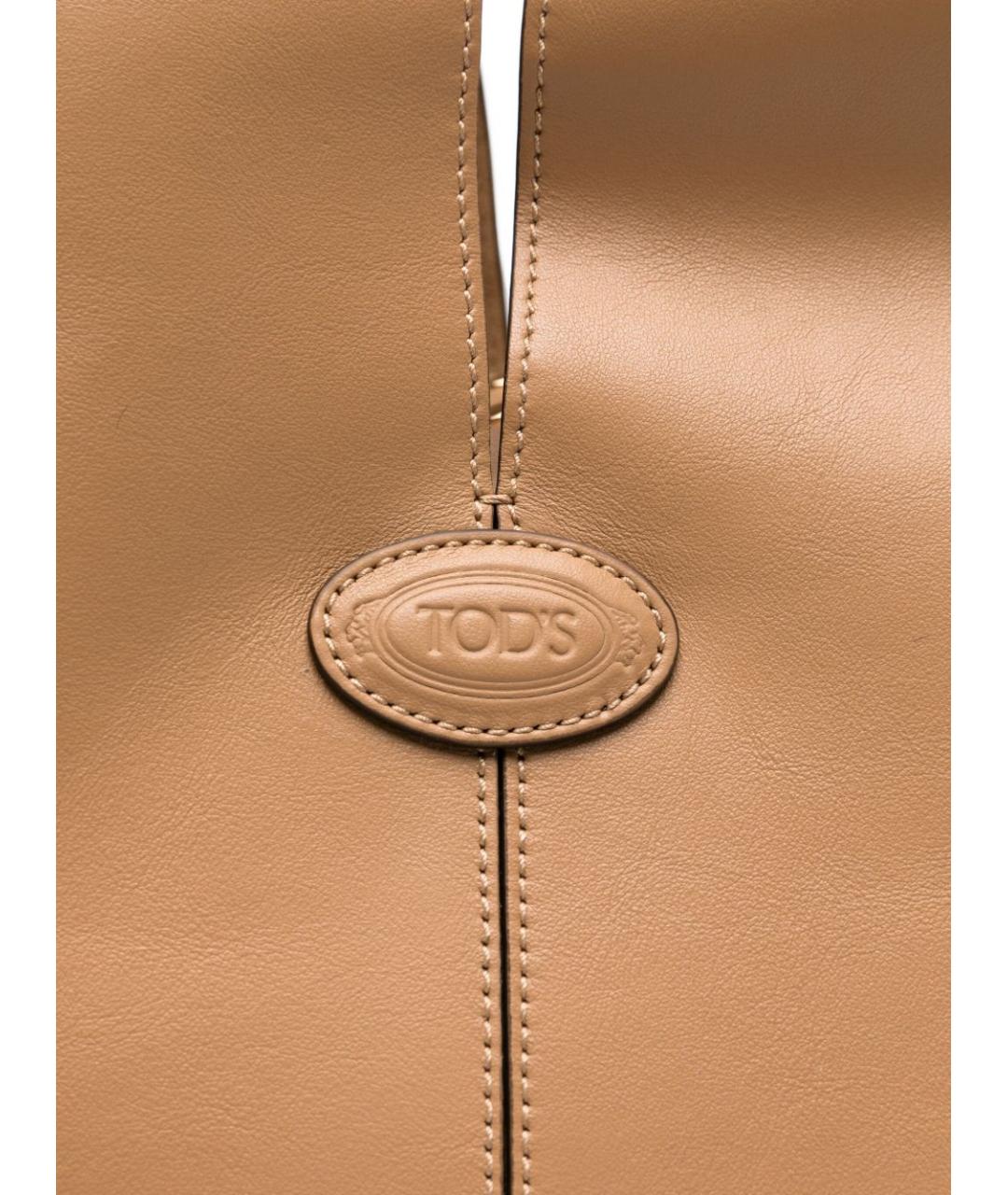 TOD'S Бежевая кожаная сумка тоут, фото 4