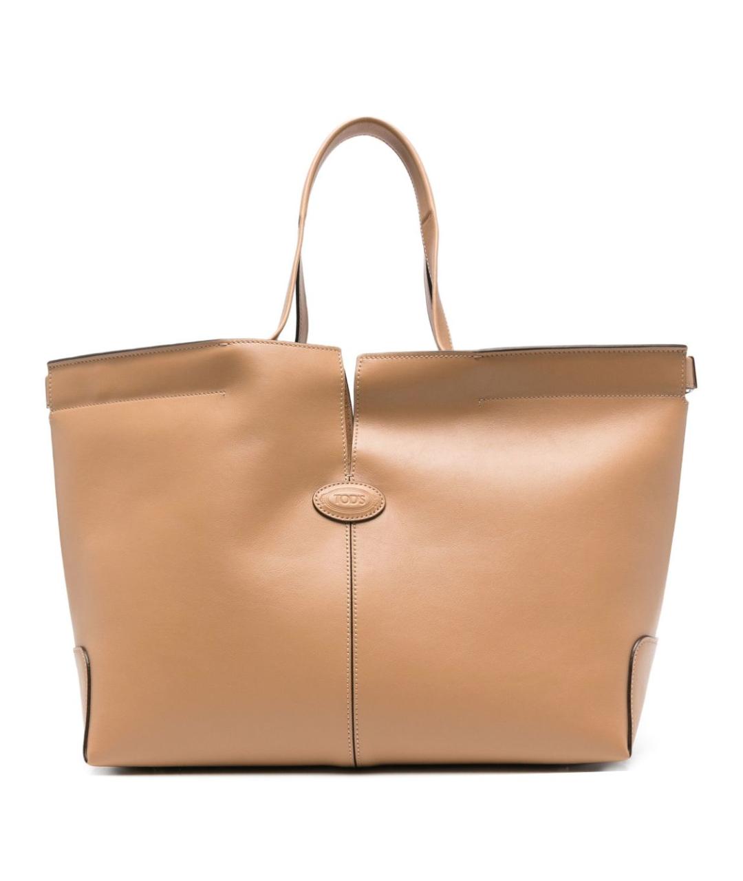 TOD'S Бежевая кожаная сумка тоут, фото 1
