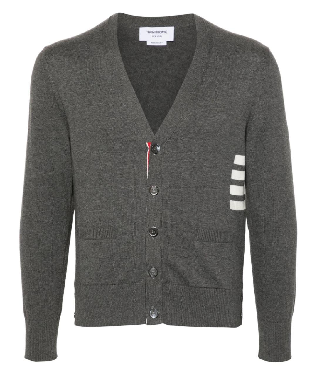 THOM BROWNE Серый кардиган, фото 1
