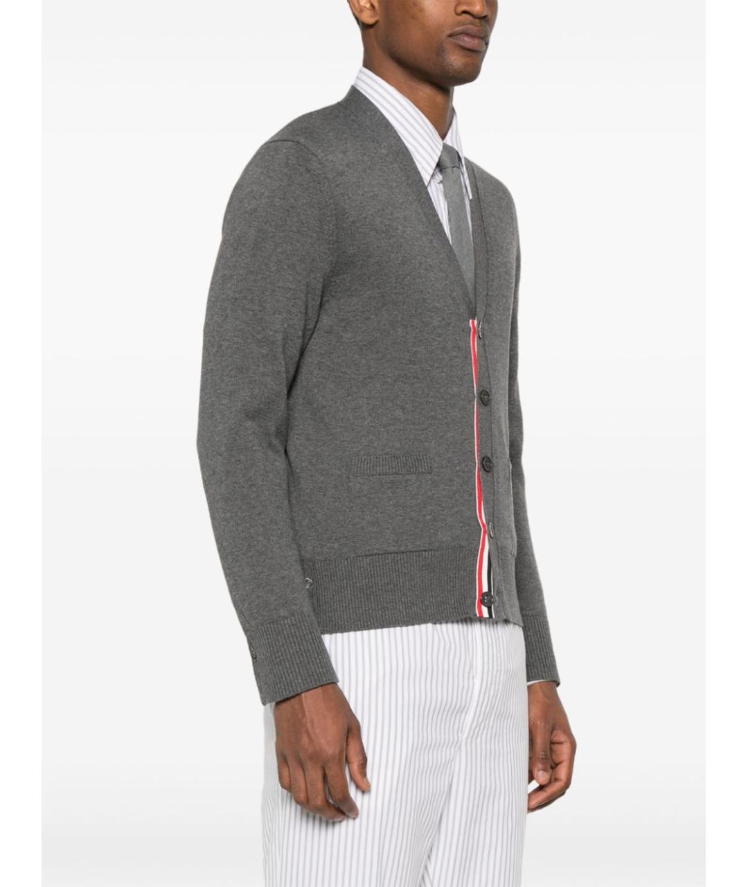 THOM BROWNE Серый кардиган, фото 3