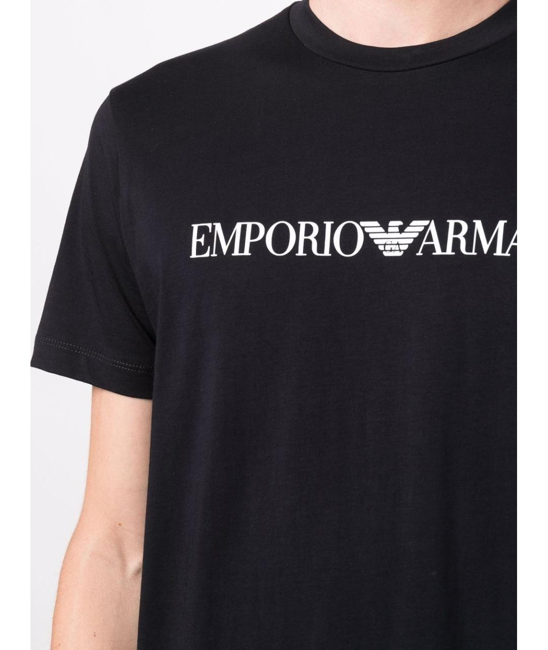 EMPORIO ARMANI Темно-синяя хлопковая футболка, фото 2