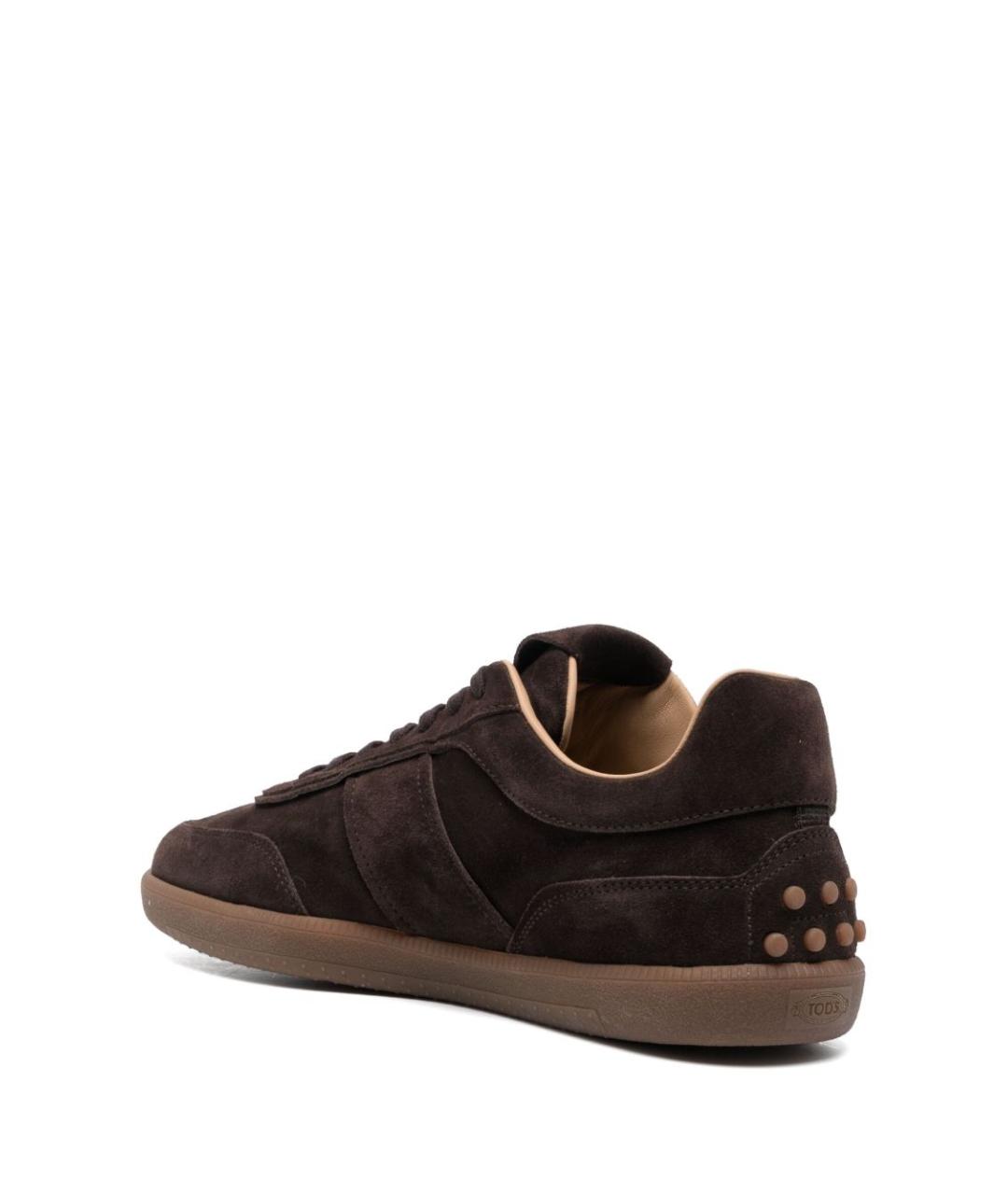 TOD'S Коричневые замшевые низкие кроссовки / кеды, фото 4