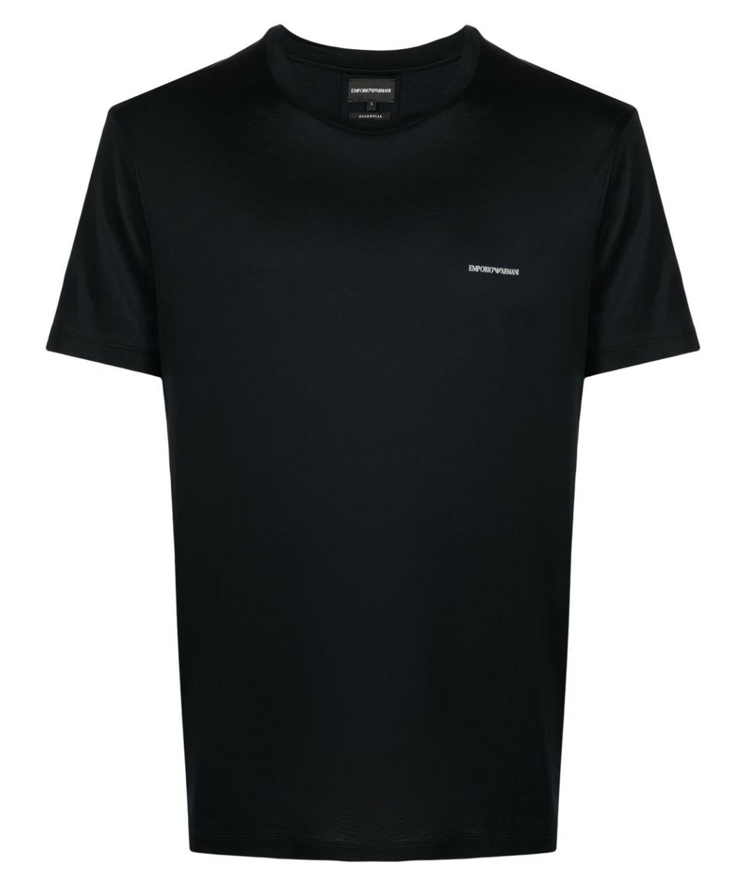 EMPORIO ARMANI Темно-синяя хлопковая футболка, фото 1