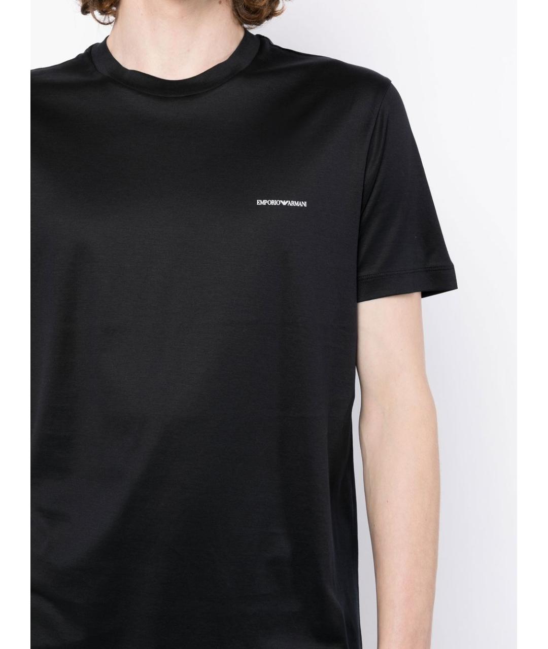 EMPORIO ARMANI Темно-синяя хлопковая футболка, фото 5