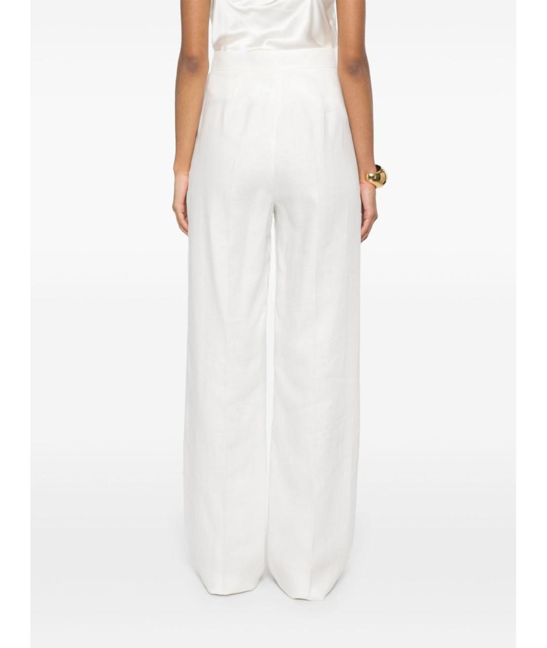 MAX MARA Белые льняные прямые брюки, фото 5