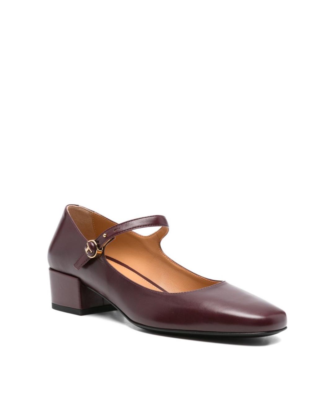 TOD'S Бордовые кожаные туфли, фото 4