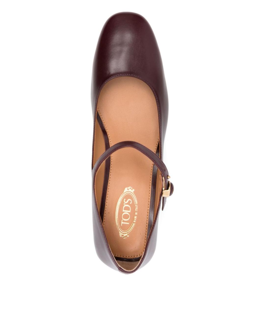 TOD'S Бордовые кожаные туфли, фото 2