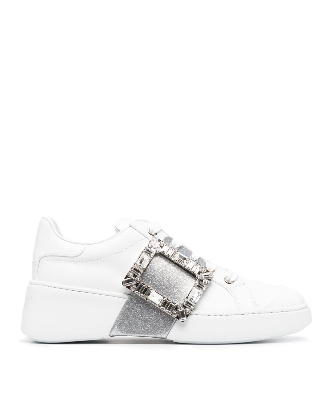ROGER VIVIER Серебряные кожаные кеды, фото 1