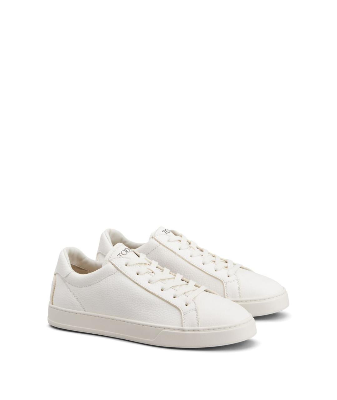 TOD'S Белые кожаные низкие кроссовки / кеды, фото 3