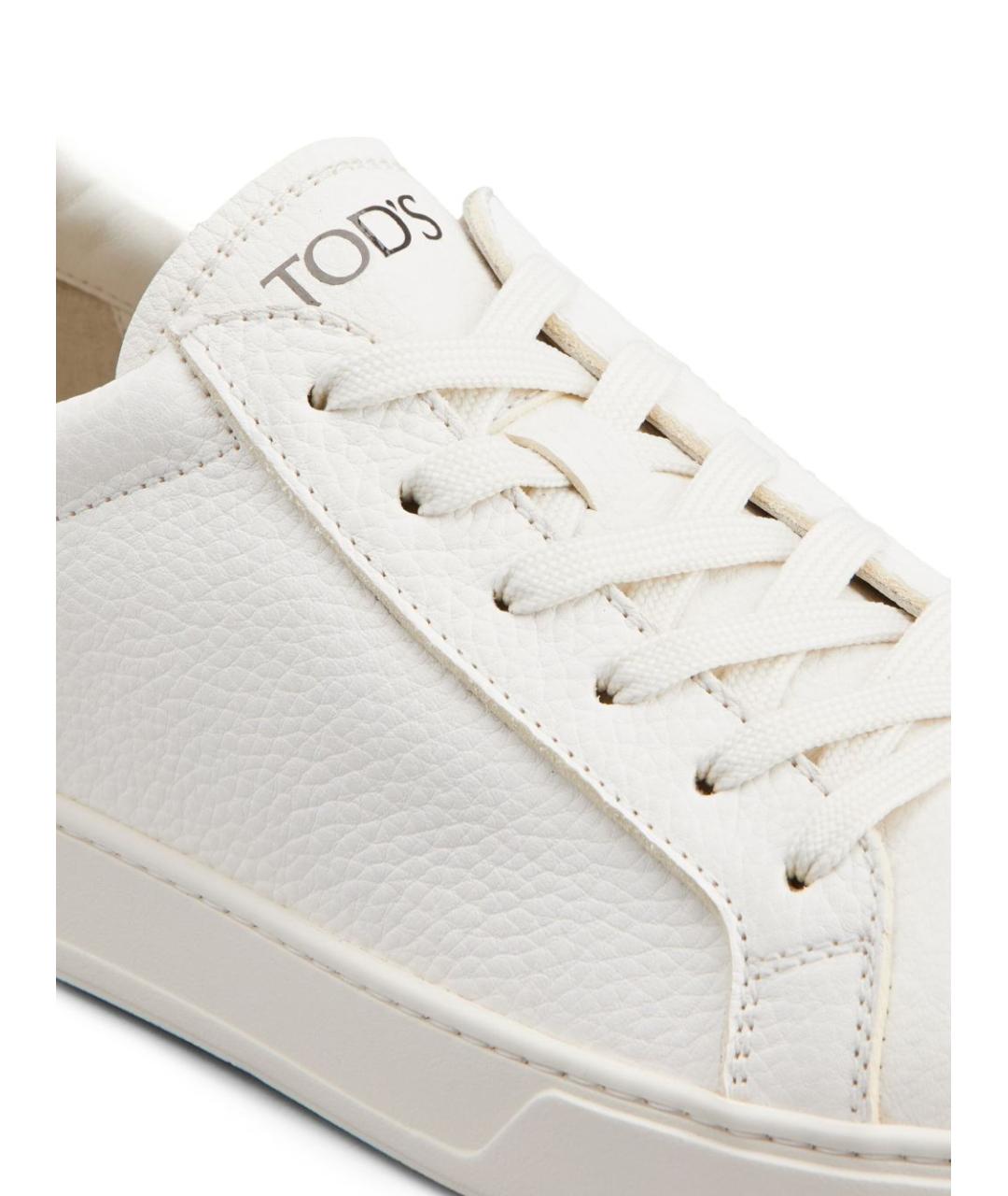 TOD'S Белые кожаные низкие кроссовки / кеды, фото 4