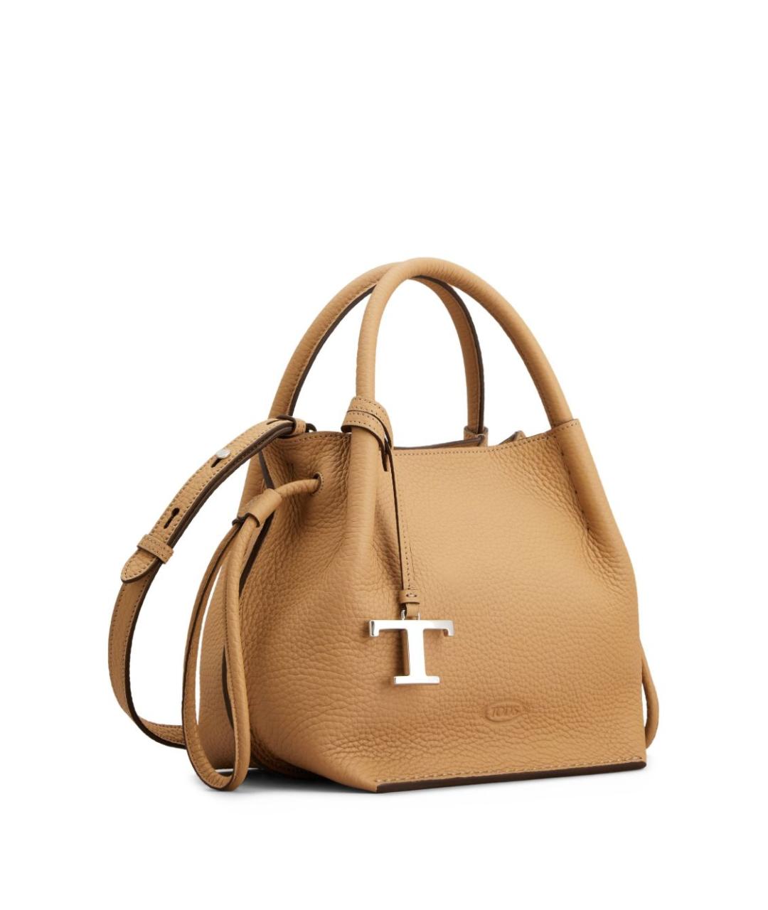 TOD'S Бежевая кожаная сумка тоут, фото 3