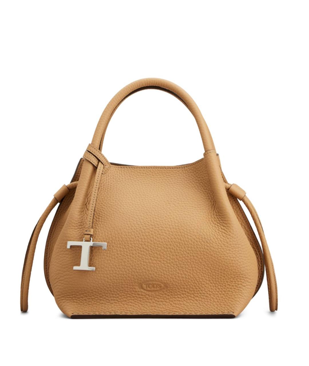 TOD'S Бежевая кожаная сумка тоут, фото 1