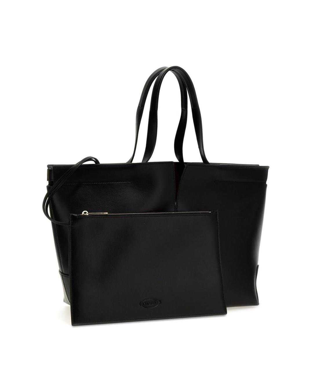 TOD'S Черная кожаная сумка тоут, фото 3