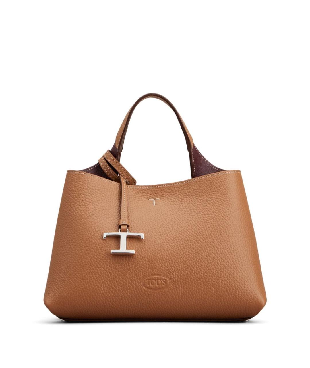 TOD'S Бежевая кожаная сумка тоут, фото 1