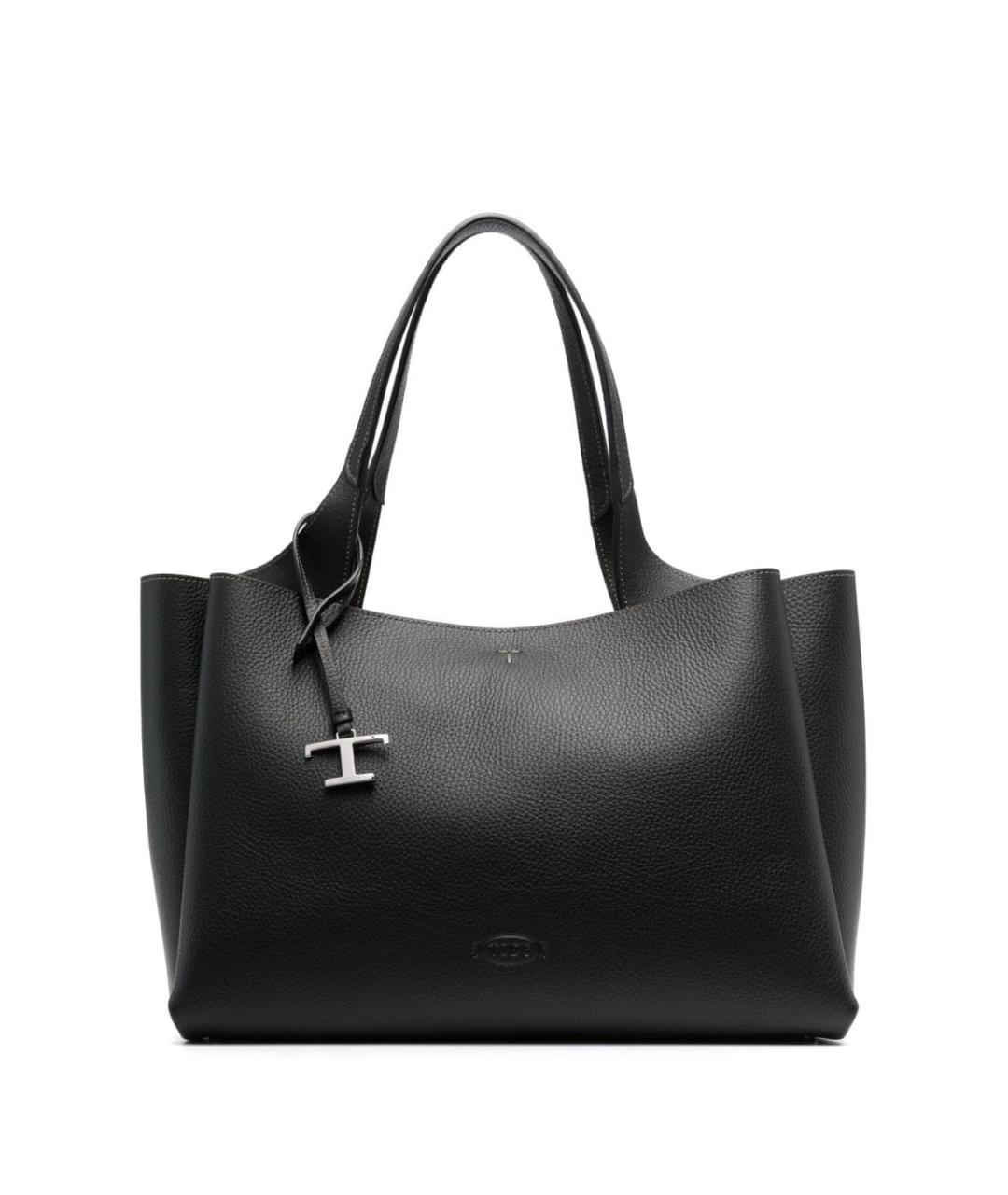 TOD'S Черная кожаная сумка тоут, фото 1