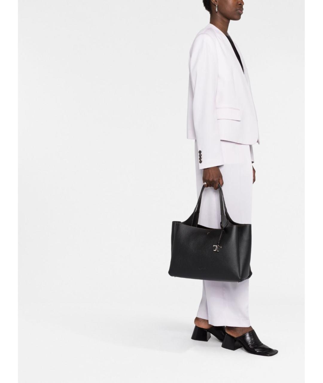 TOD'S Черная кожаная сумка тоут, фото 5