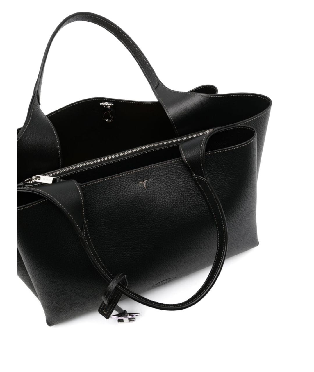 TOD'S Черная кожаная сумка тоут, фото 3