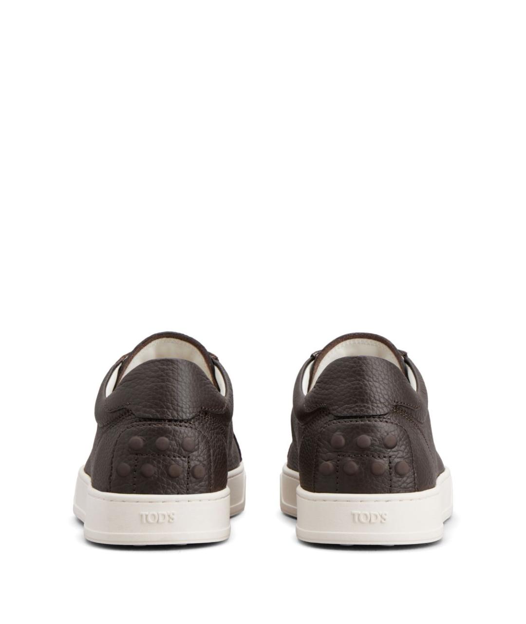 TOD'S Коричневые кожаные низкие кроссовки / кеды, фото 5