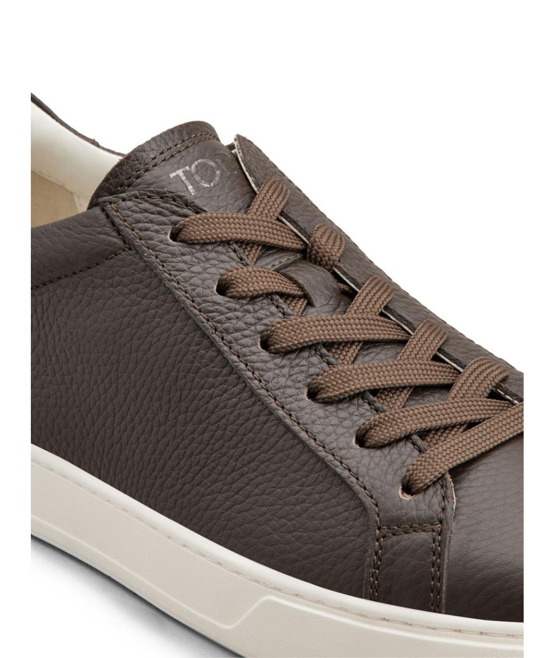 TOD'S Коричневые кожаные низкие кроссовки / кеды, фото 3