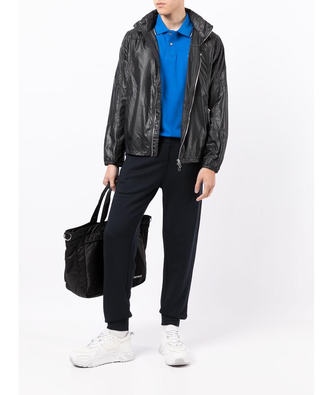EMPORIO ARMANI Синее хлопковое поло с коротким рукавом, фото 2