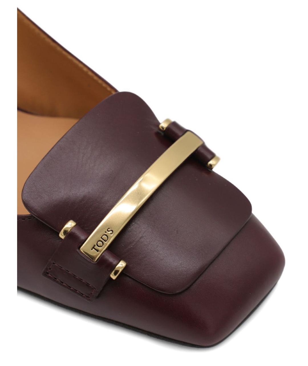 TOD'S Бордовые кожаные туфли, фото 2