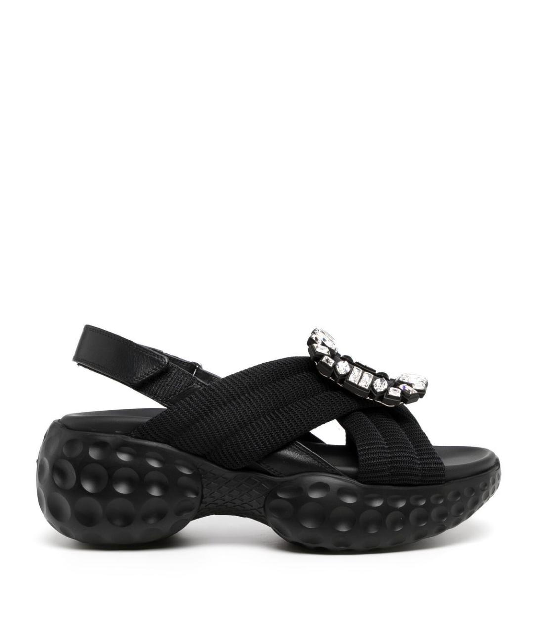 ROGER VIVIER Черные синтетические сандалии, фото 1