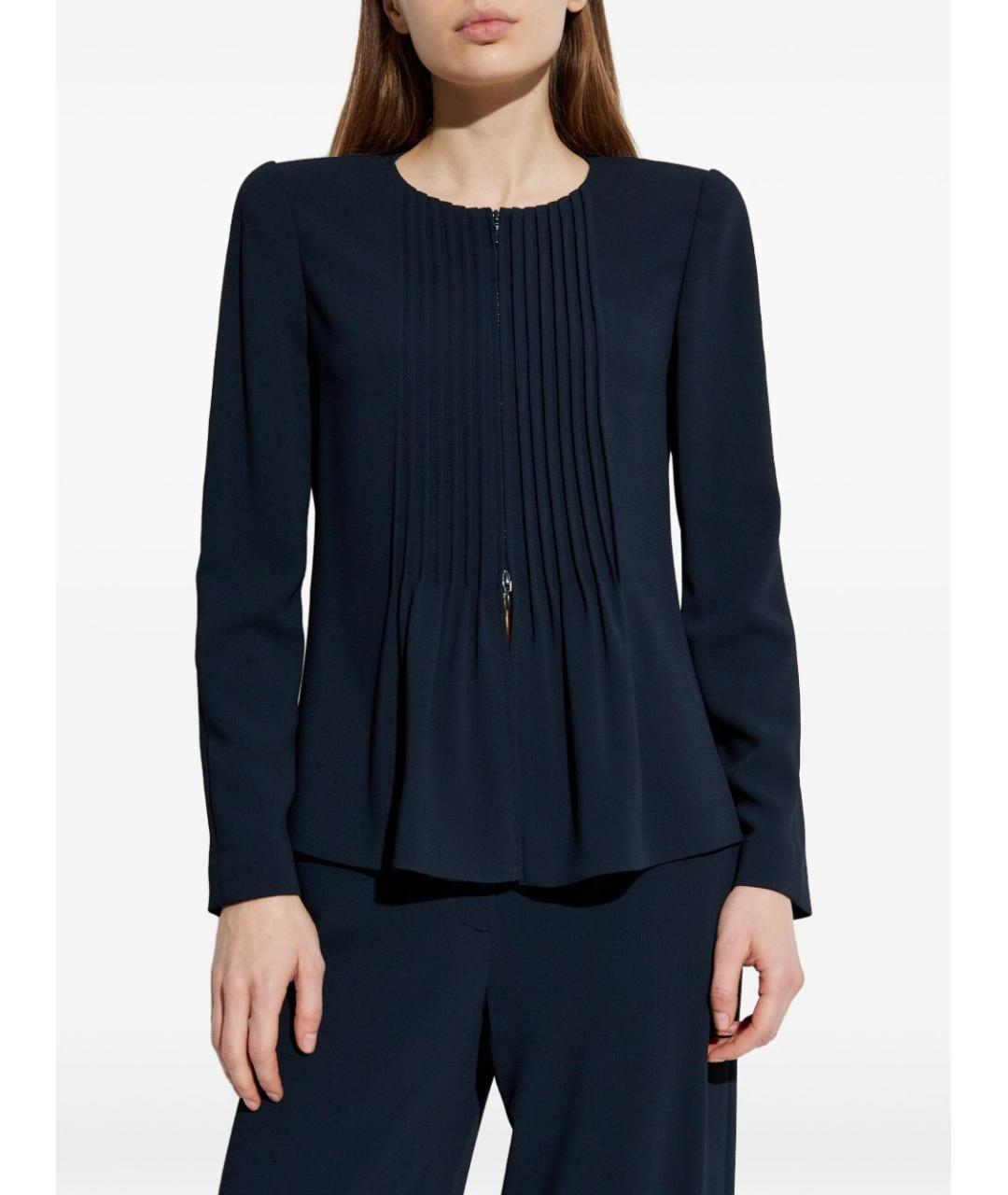 EMPORIO ARMANI Темно-синяя полиэстеровая блузы, фото 5