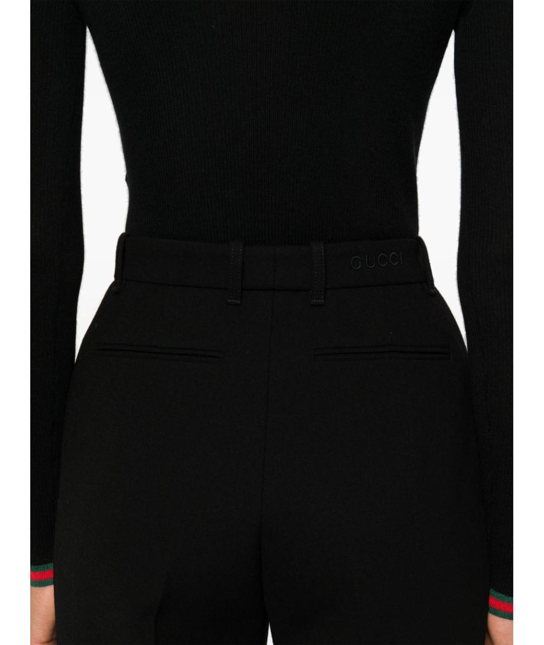 GUCCI Черные шерстяные прямые брюки, фото 2