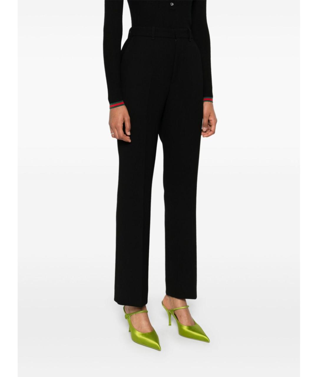 GUCCI Черные шерстяные прямые брюки, фото 4