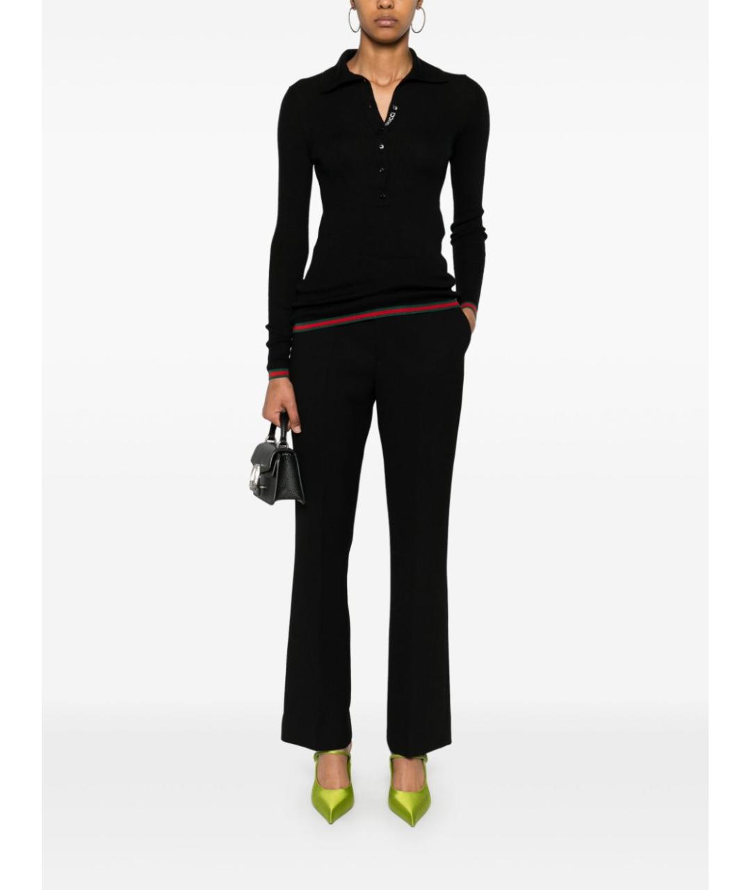 GUCCI Черные шерстяные прямые брюки, фото 5