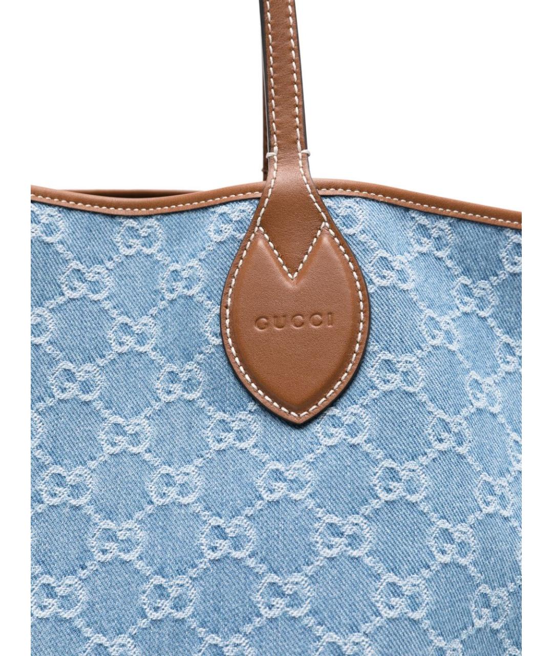 GUCCI Голубая сумка тоут, фото 3