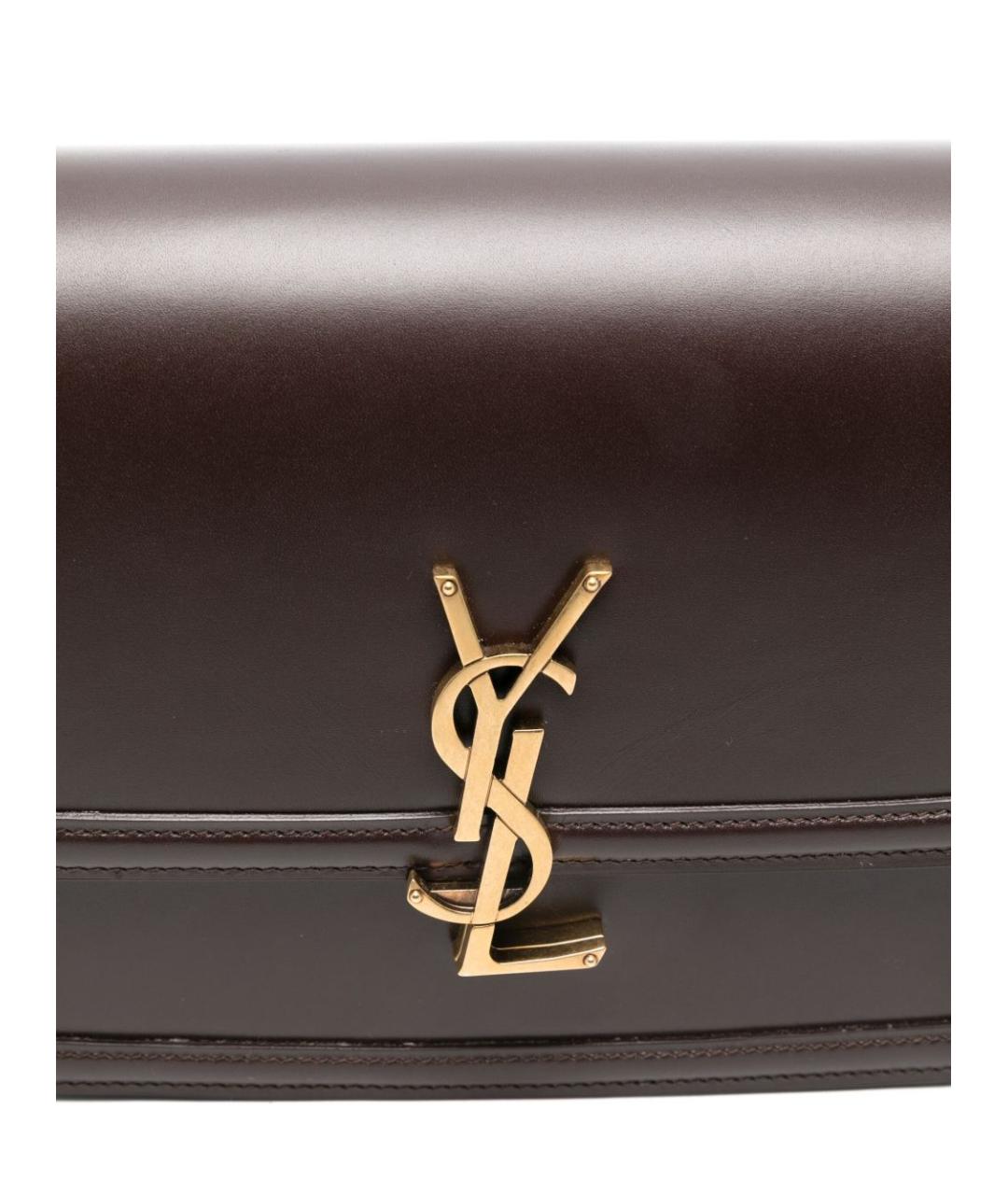 SAINT LAURENT Коричневая кожаная сумка через плечо, фото 3
