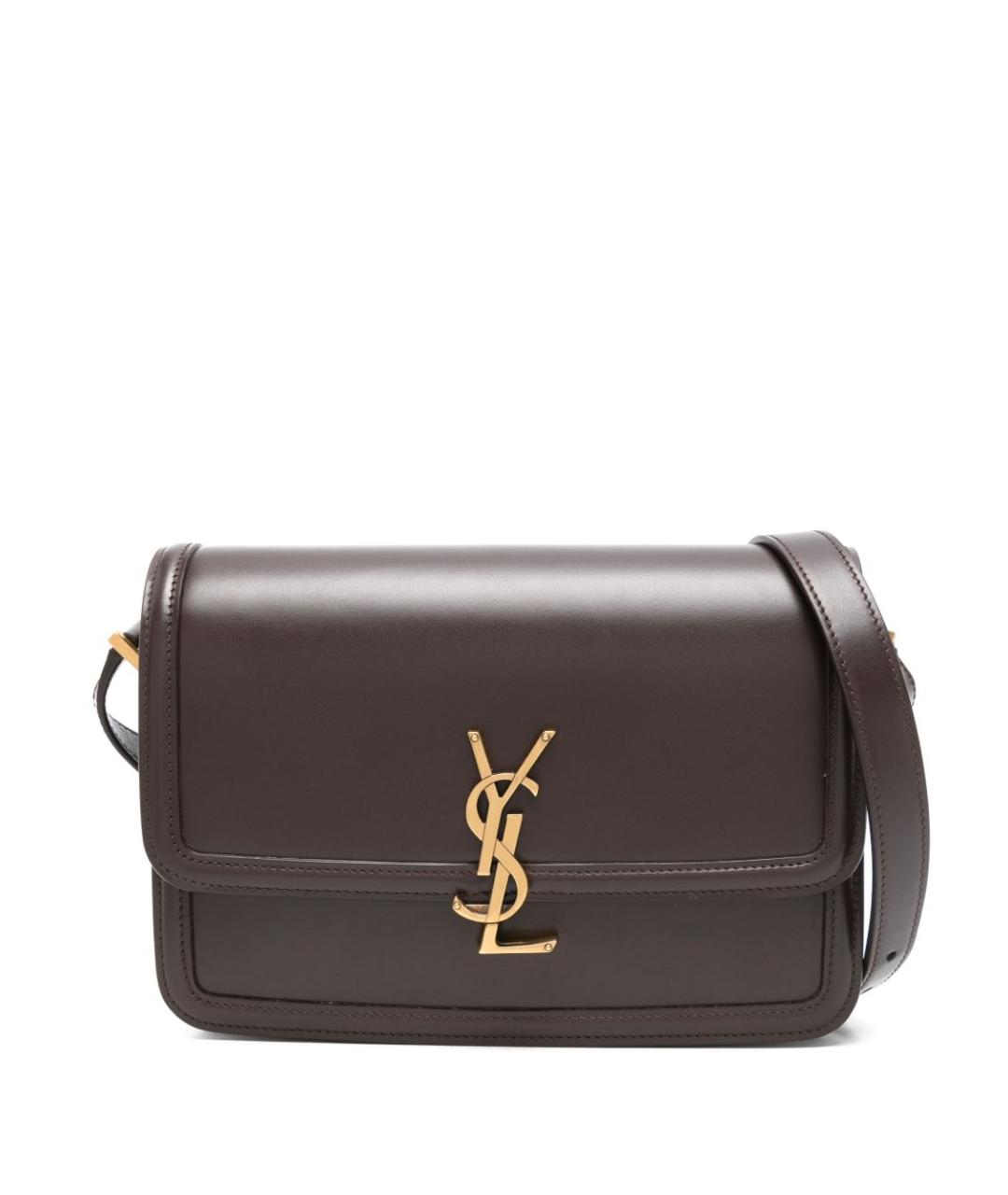 SAINT LAURENT Коричневая кожаная сумка через плечо, фото 1