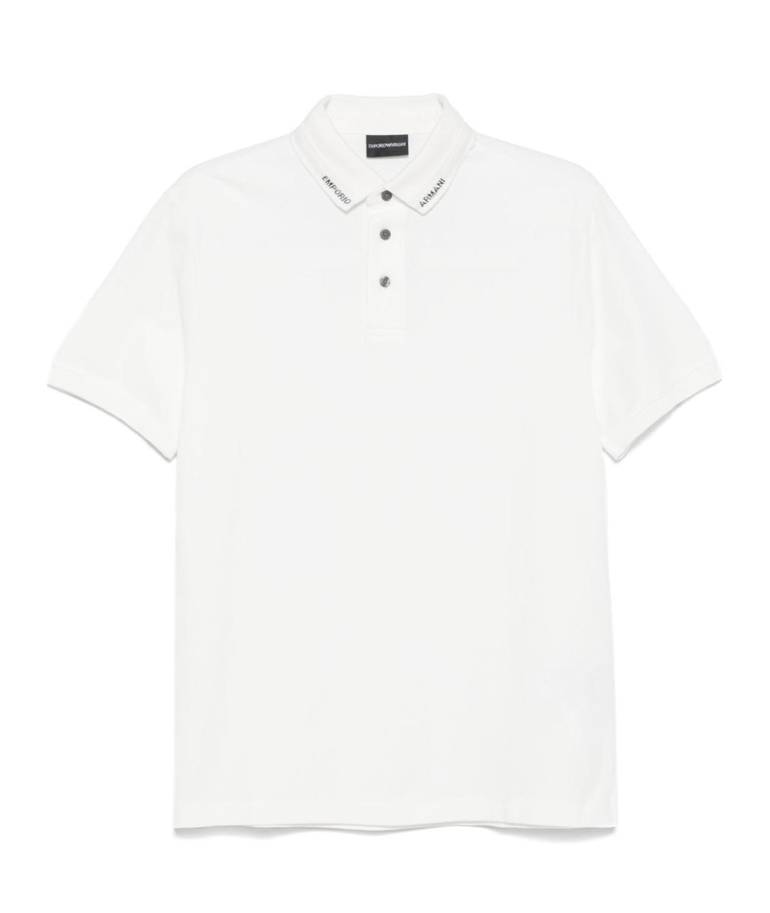 EMPORIO ARMANI Белое хлопковое поло с коротким рукавом, фото 1