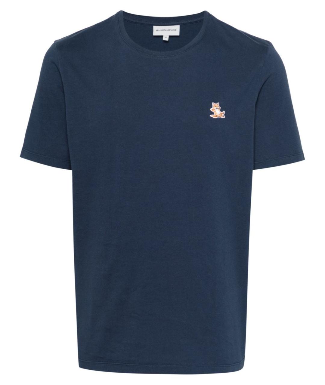MAISON KITSUNE Темно-синяя хлопковая футболка, фото 1