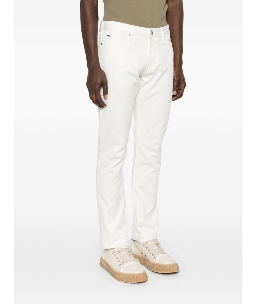 EMPORIO ARMANI Белые хлопковые прямые джинсы, фото 5
