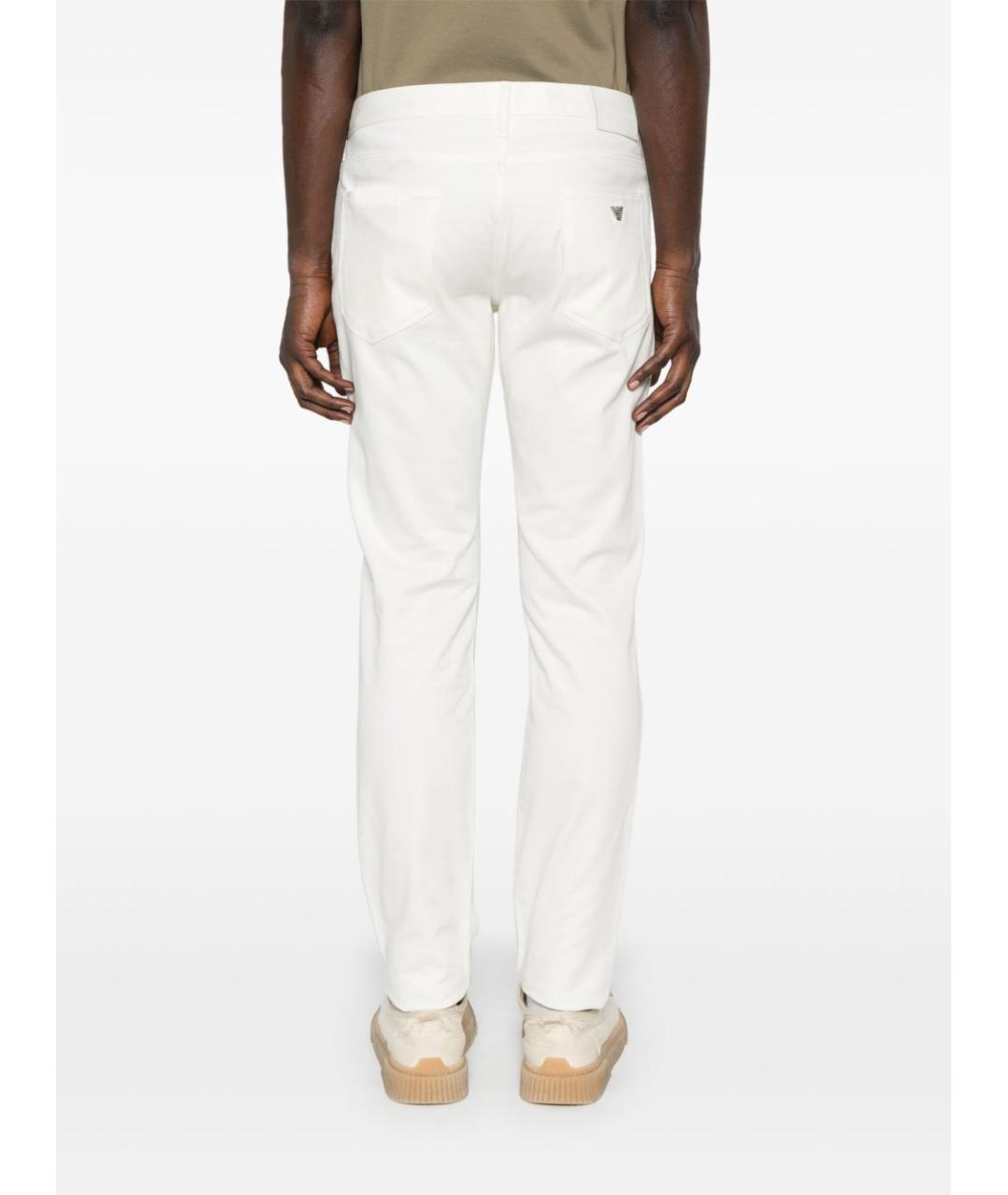 EMPORIO ARMANI Белые хлопковые прямые джинсы, фото 3