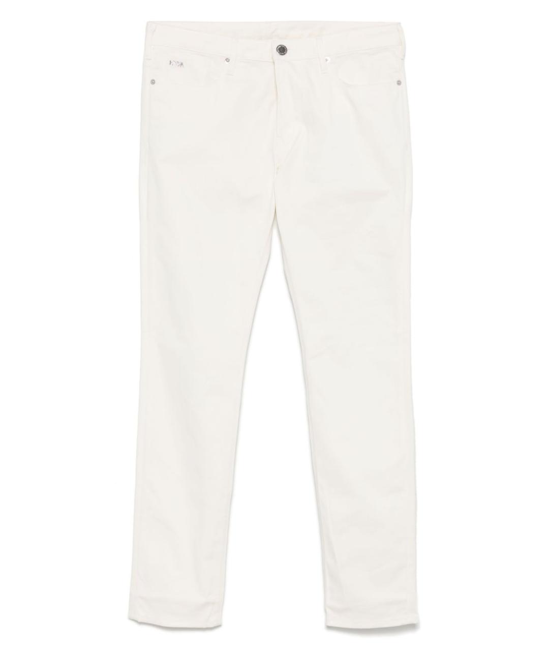 EMPORIO ARMANI Белые хлопковые прямые джинсы, фото 1