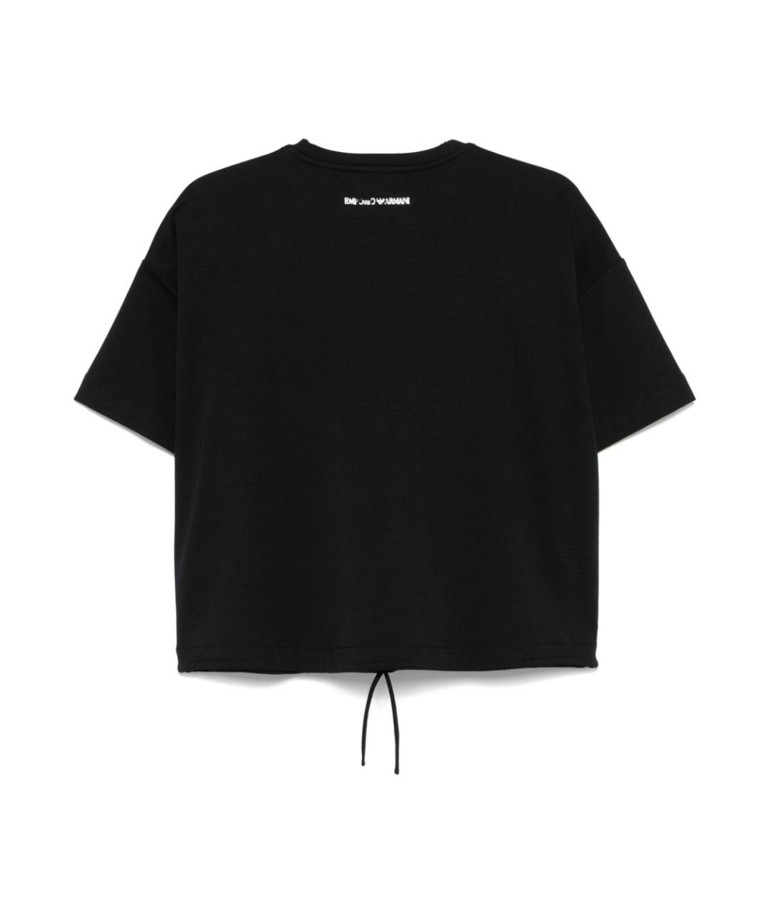 EMPORIO ARMANI Черная хлопковая футболка, фото 2