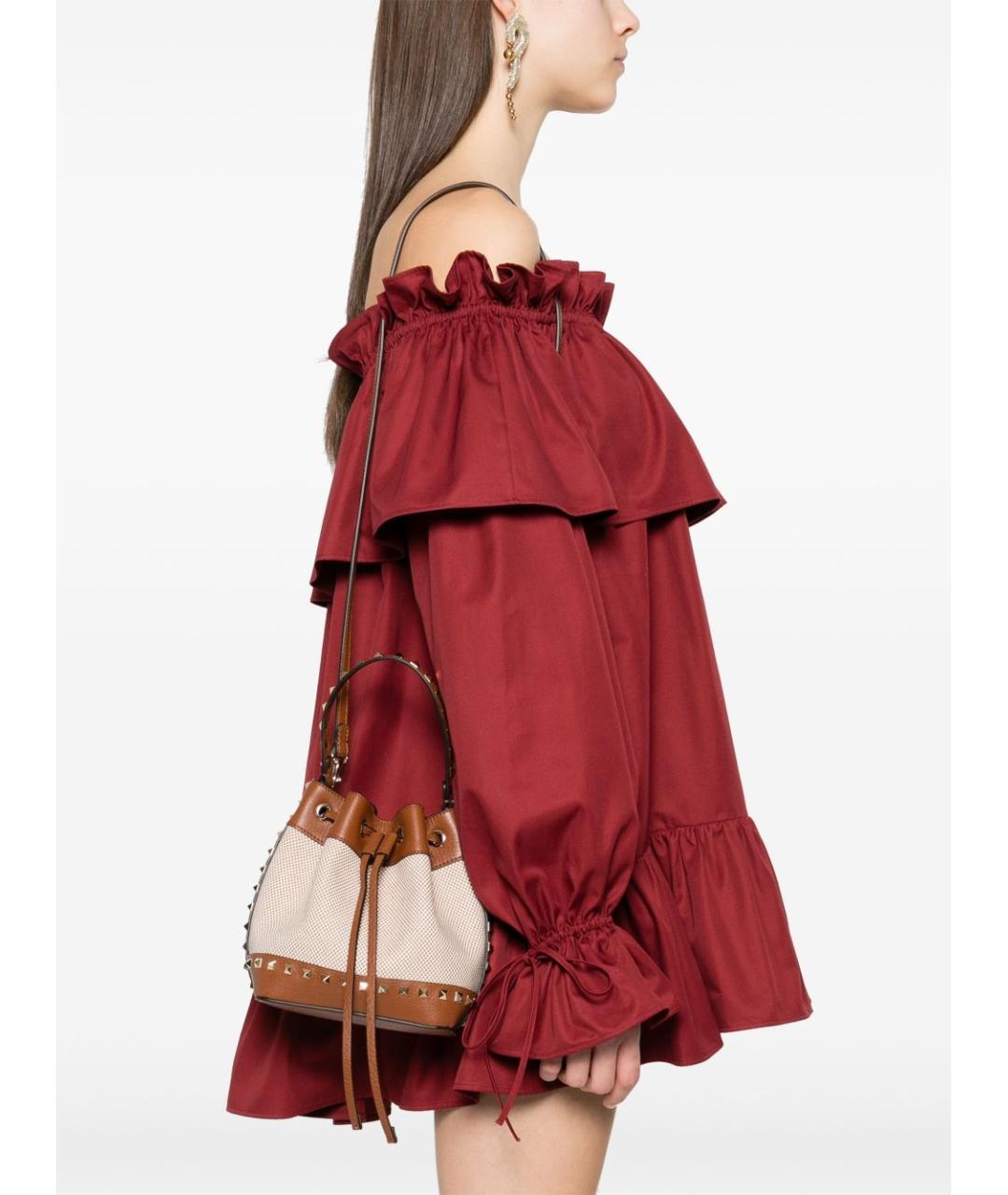 VALENTINO Бежевая тканевая сумка тоут, фото 4