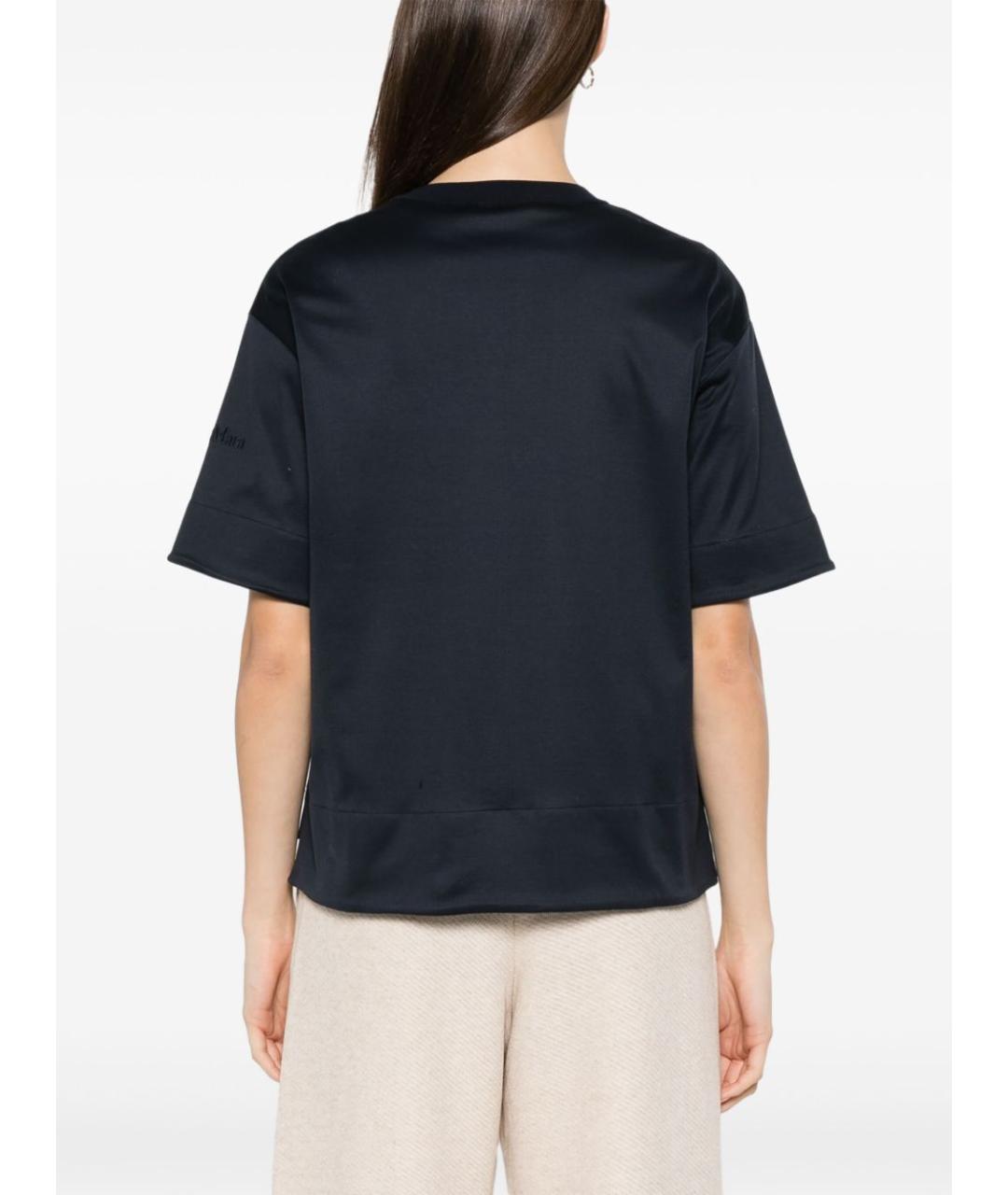 MAX MARA Темно-синяя хлопковая футболка, фото 5