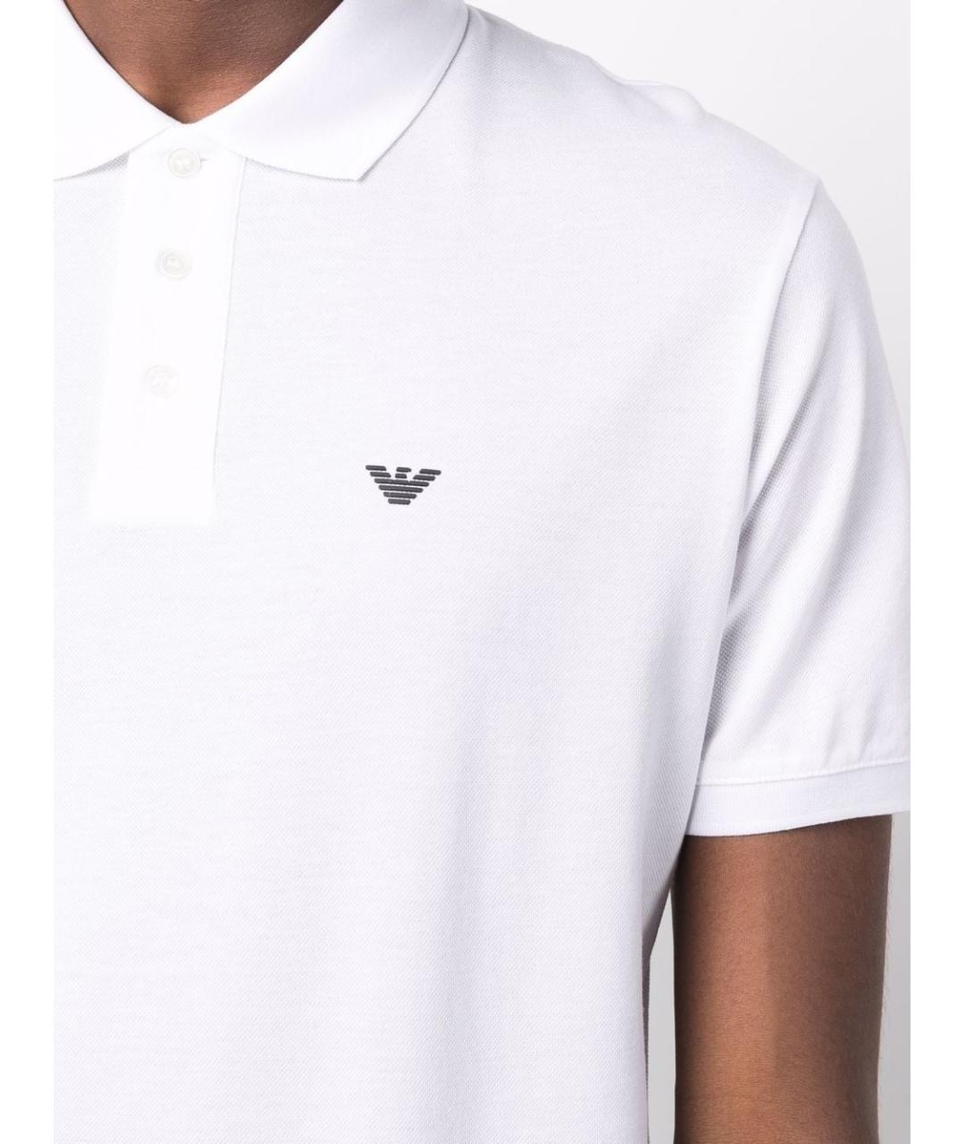 EMPORIO ARMANI Белое хлопковое поло с коротким рукавом, фото 4