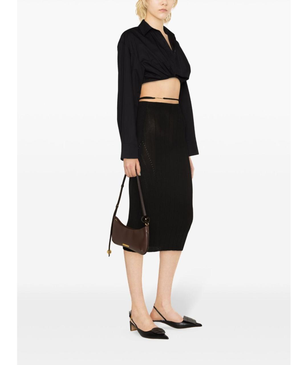 JACQUEMUS Черная юбка миди, фото 4
