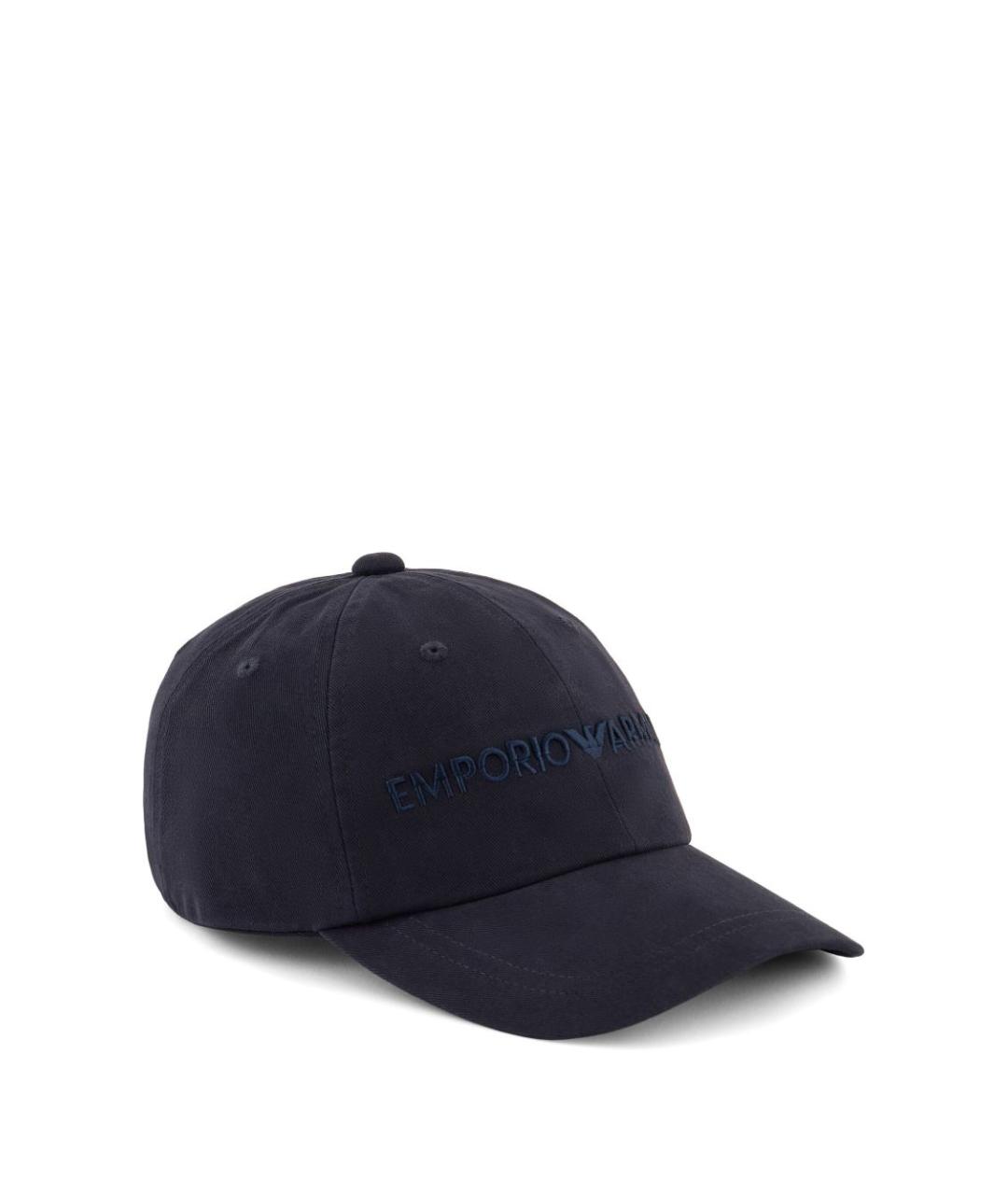 EMPORIO ARMANI Темно-синяя хлопковая кепка/бейсболка, фото 1