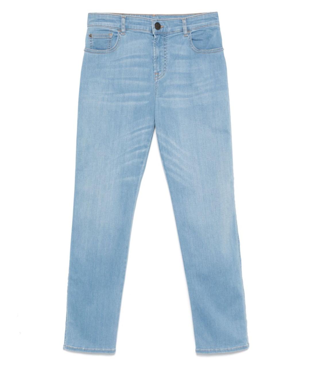 EMPORIO ARMANI Голубые хлопковые прямые джинсы, фото 1