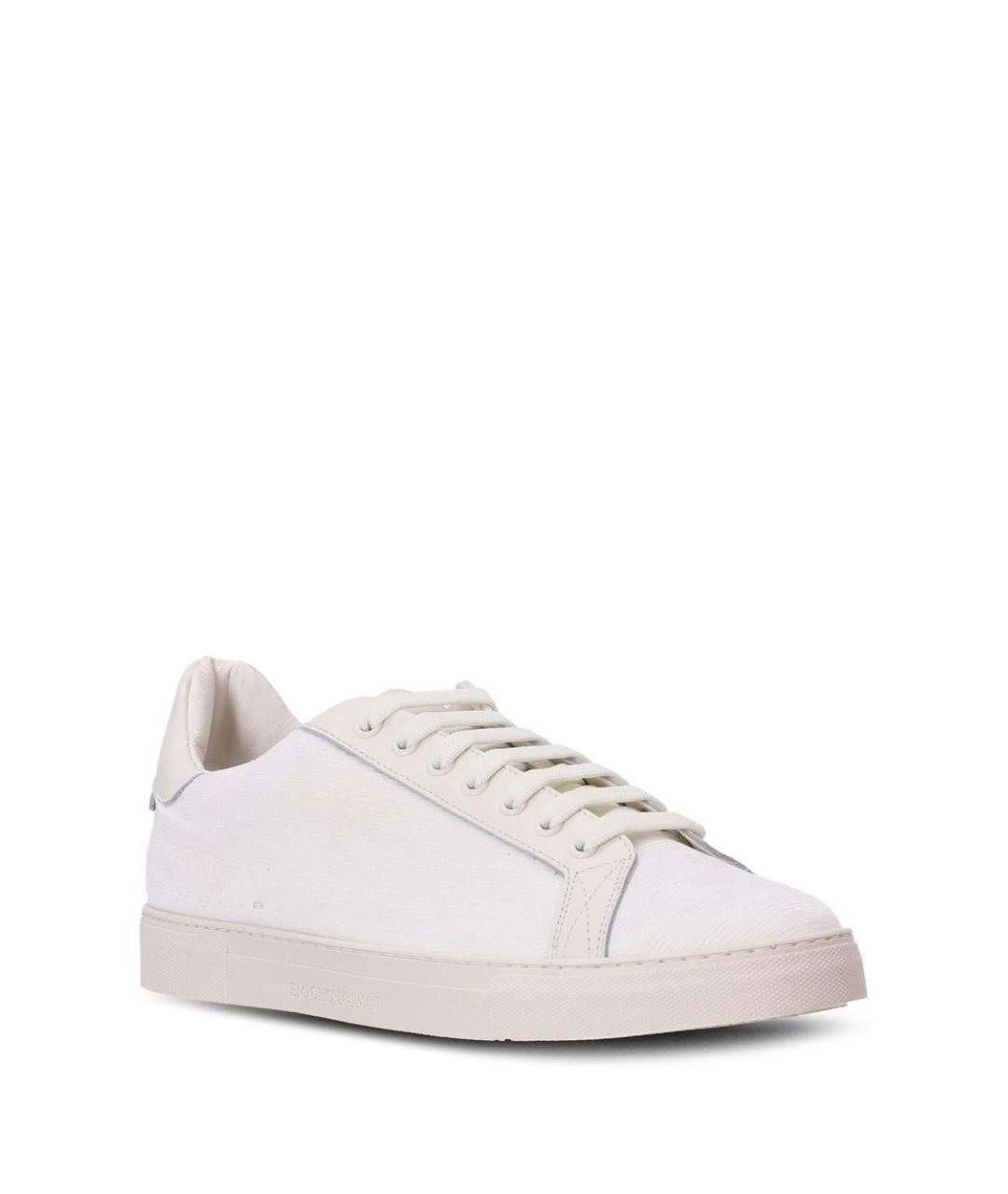 EMPORIO ARMANI Белые синтетические низкие кроссовки / кеды, фото 2