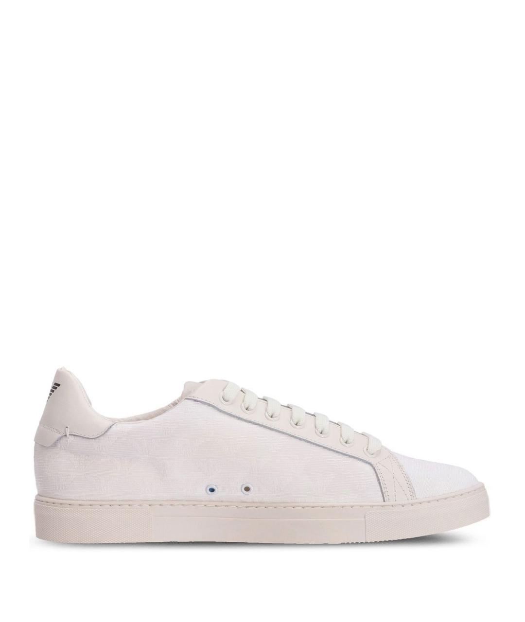 EMPORIO ARMANI Белые синтетические низкие кроссовки / кеды, фото 5