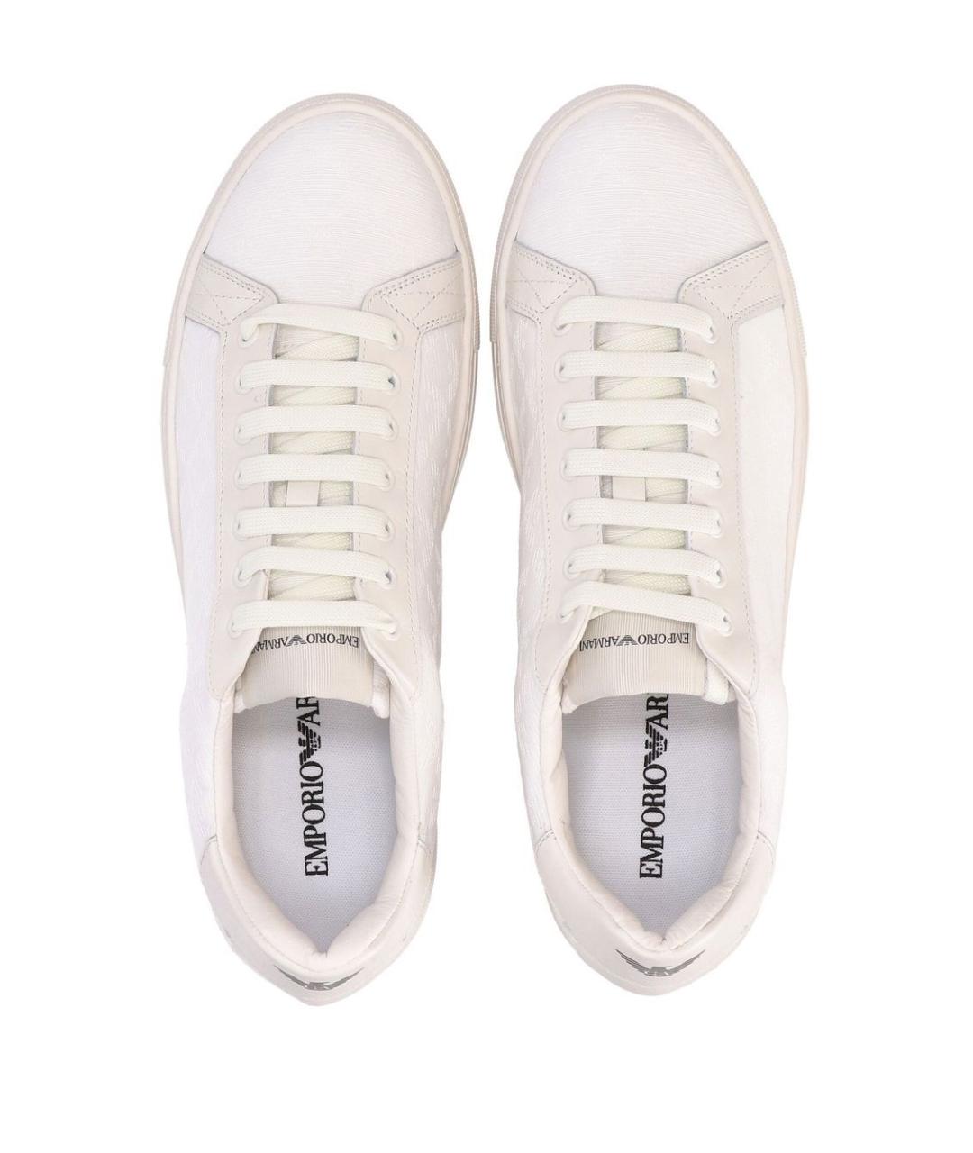 EMPORIO ARMANI Белые синтетические низкие кроссовки / кеды, фото 4
