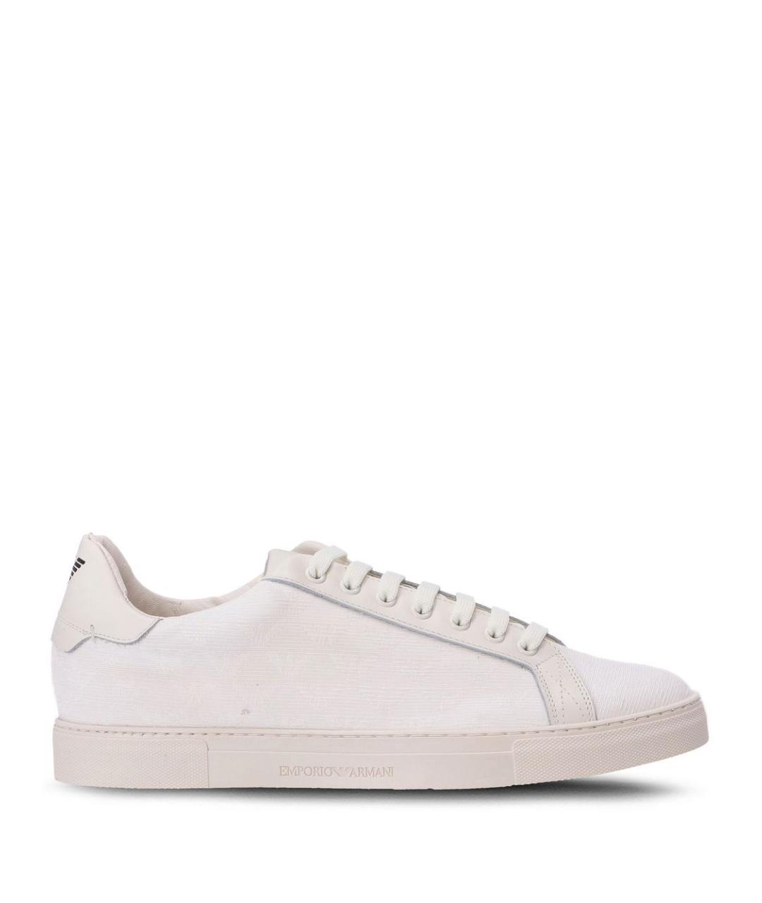 EMPORIO ARMANI Белые синтетические низкие кроссовки / кеды, фото 1